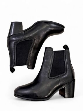 Thursday Boot Co Knockout Black Leather Heeled Chelsea Boots Size 5.5 NWOB